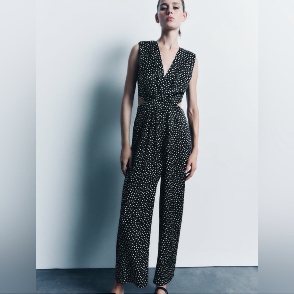 ZARA LONG POLKA DOT JUMPSUIT